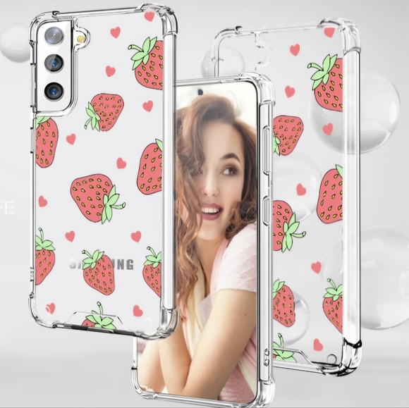 Samsung Galaxy S21 FE Crystal Clear Strawberry Case - Picture 3 of 3